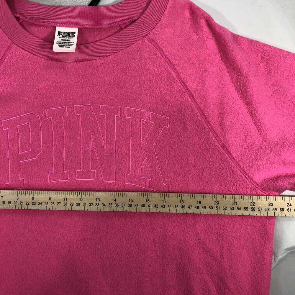 Victoria’s Secret Pink Long Sleeve Sweatshirt Size Medium Pink Pullover Logo - Picture 11 of 12